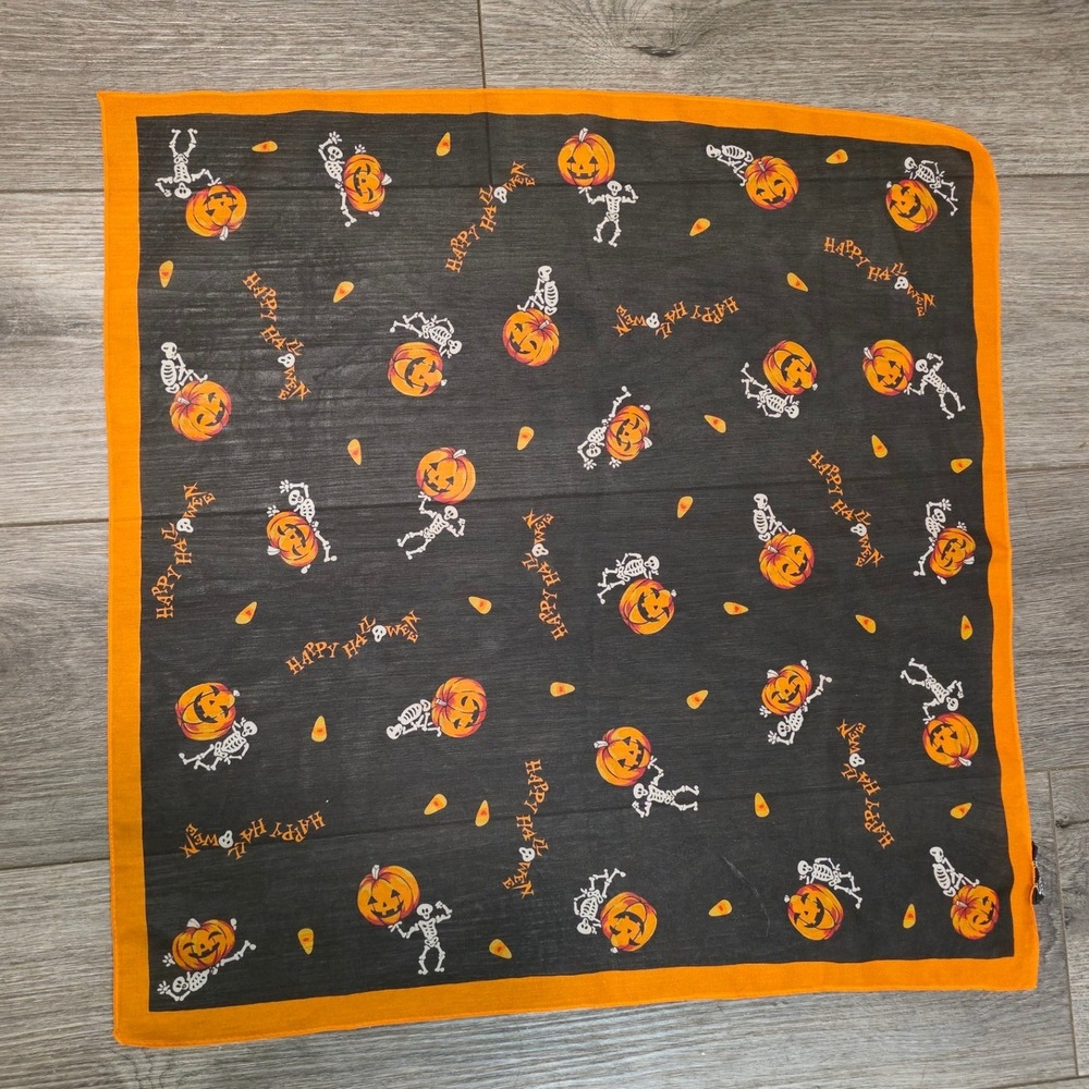 Cejon Unisex OS Scarf Black Happy Halloween Skeleton Pumpkin Candy Corn
